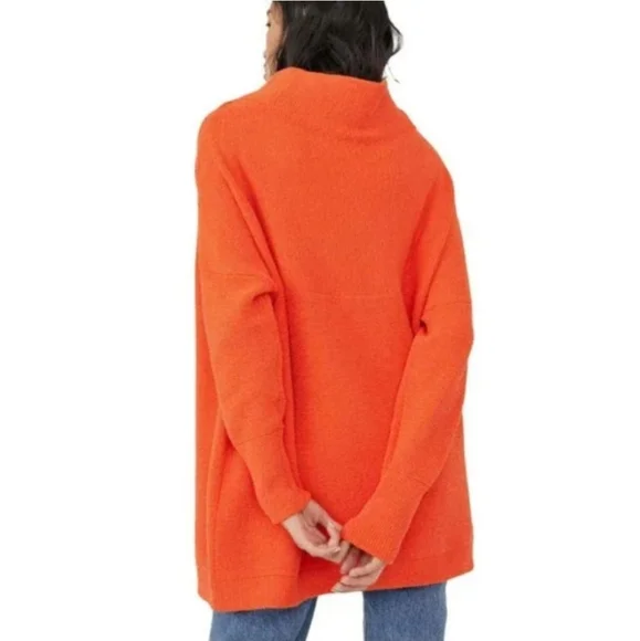 Free People * Ottoman Slouchy Pullover Tunic Sweater size XS Orange - Picture 9 of 12